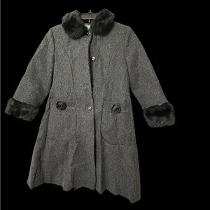 Gray Dress with black faux fur accents